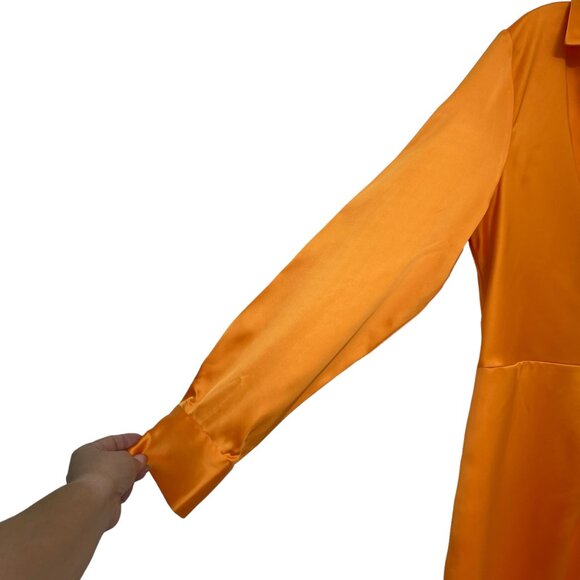 NWT House of Harlow 1960 + Revolve Orange Long Sleeve Shirt Dress. Woman's Sz M - Picture 7 of 9